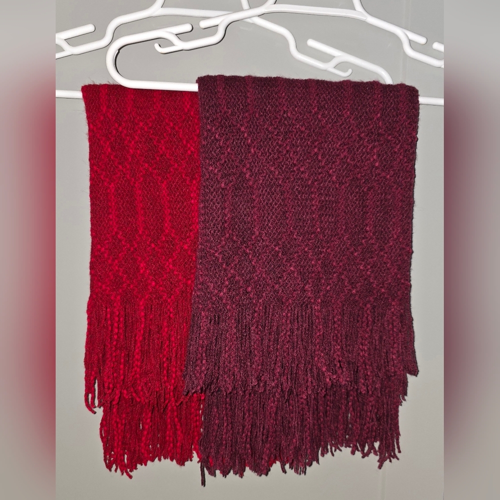 Carnival Cowl Neck Fringe Scarves Set of 2 Infinity Scarves Cozy Winter Boho